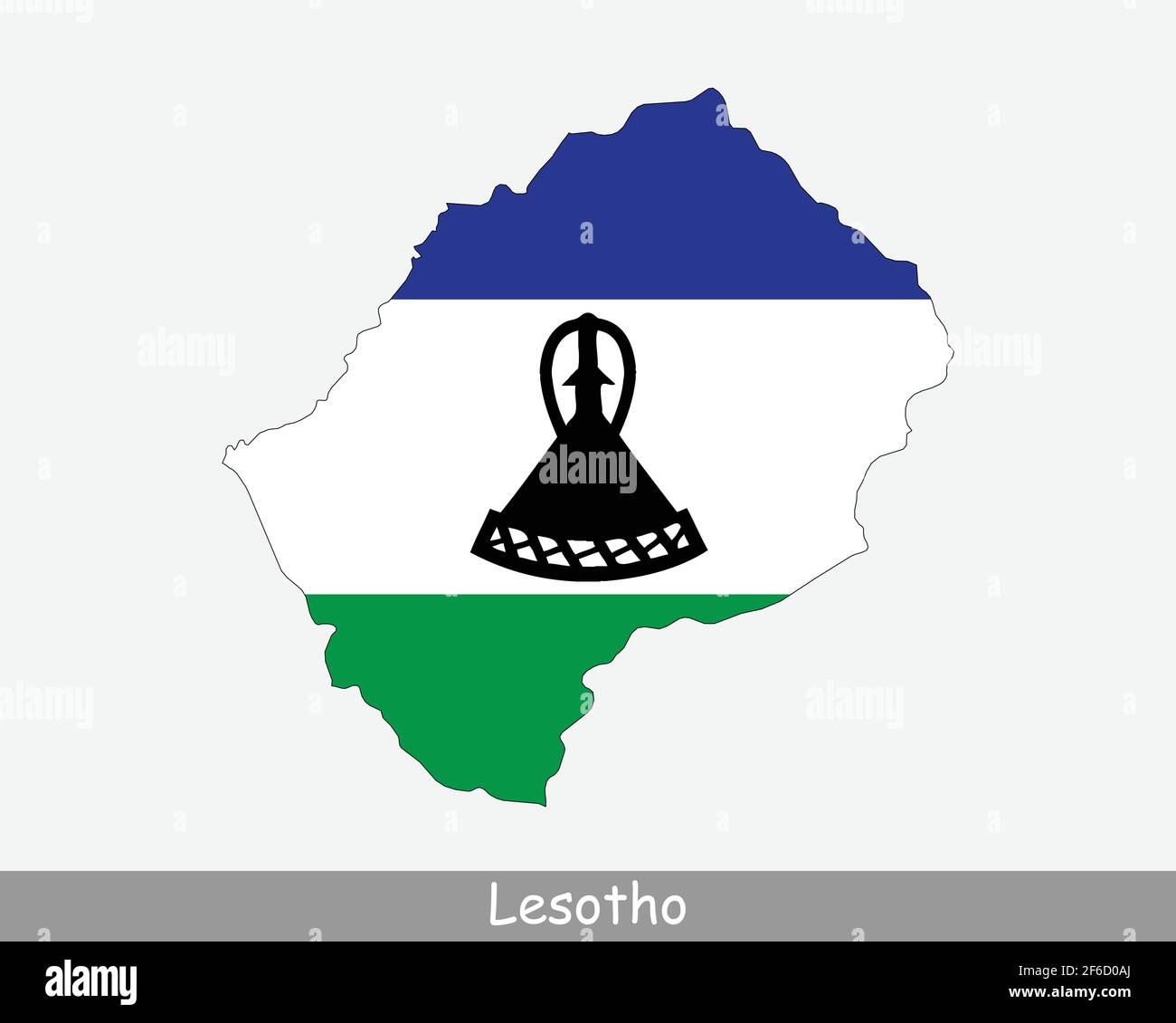 Drapeau de carte du Lesotho. Carte du Royaume du Lesotho avec le drapeau national du Mosotho isolé sur fond blanc. Illustration vectorielle. Illustration de Vecteur