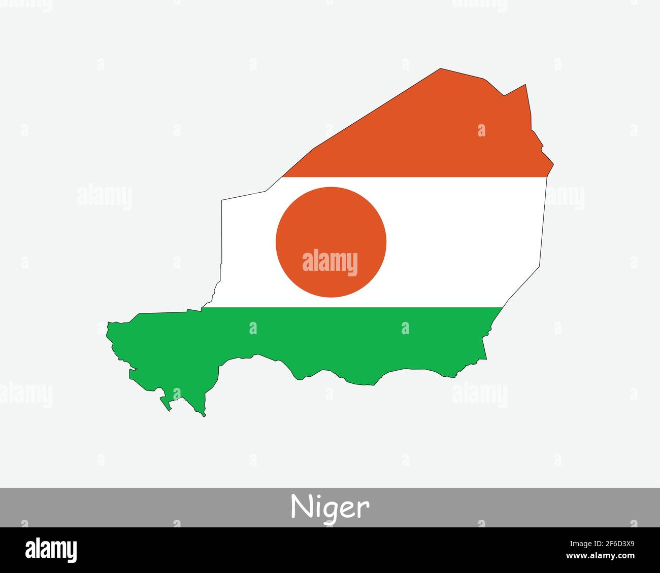 Carte du drapeau du Niger. Carte de la République du Niger avec le drapeau national nigérien isolé sur fond blanc. Illustration vectorielle. Illustration de Vecteur