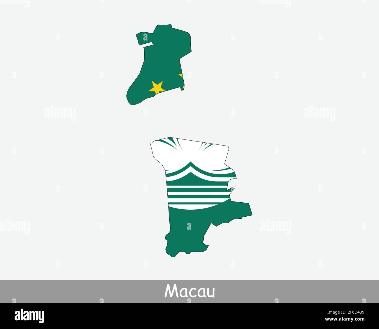 Drapeau de carte de Macao. Carte de Macao avec pavillon isolé sur fond blanc. Illustration vectorielle. Illustration de Vecteur