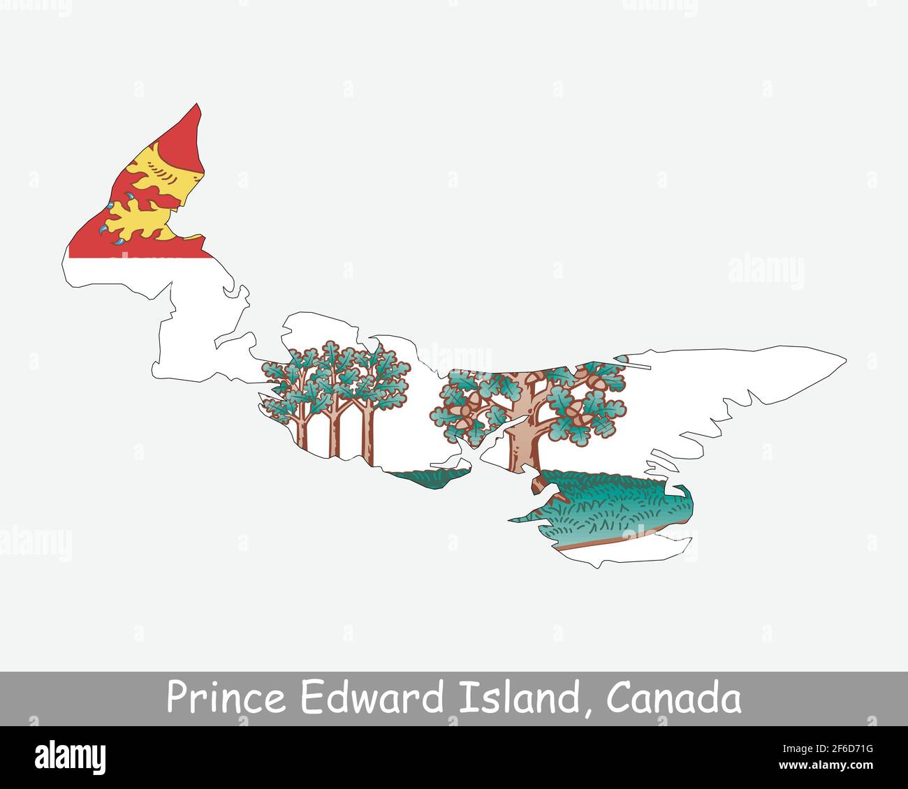 Île-du-Prince-Édouard carte drapeau. Carte de PE, Canada avec pavillon isolé sur fond blanc. Province canadienne. Illustration vectorielle. Illustration de Vecteur