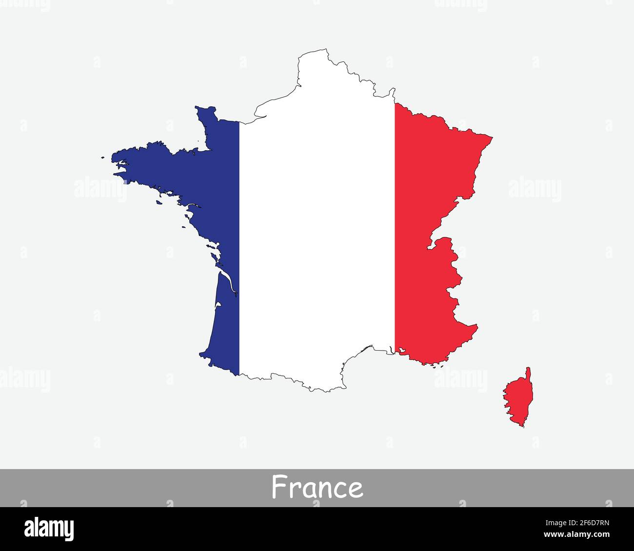Drapeau cartographique de la France. Carte de la France avec le drapeau national français isolé sur fond blanc. Illustration vectorielle. Illustration de Vecteur
