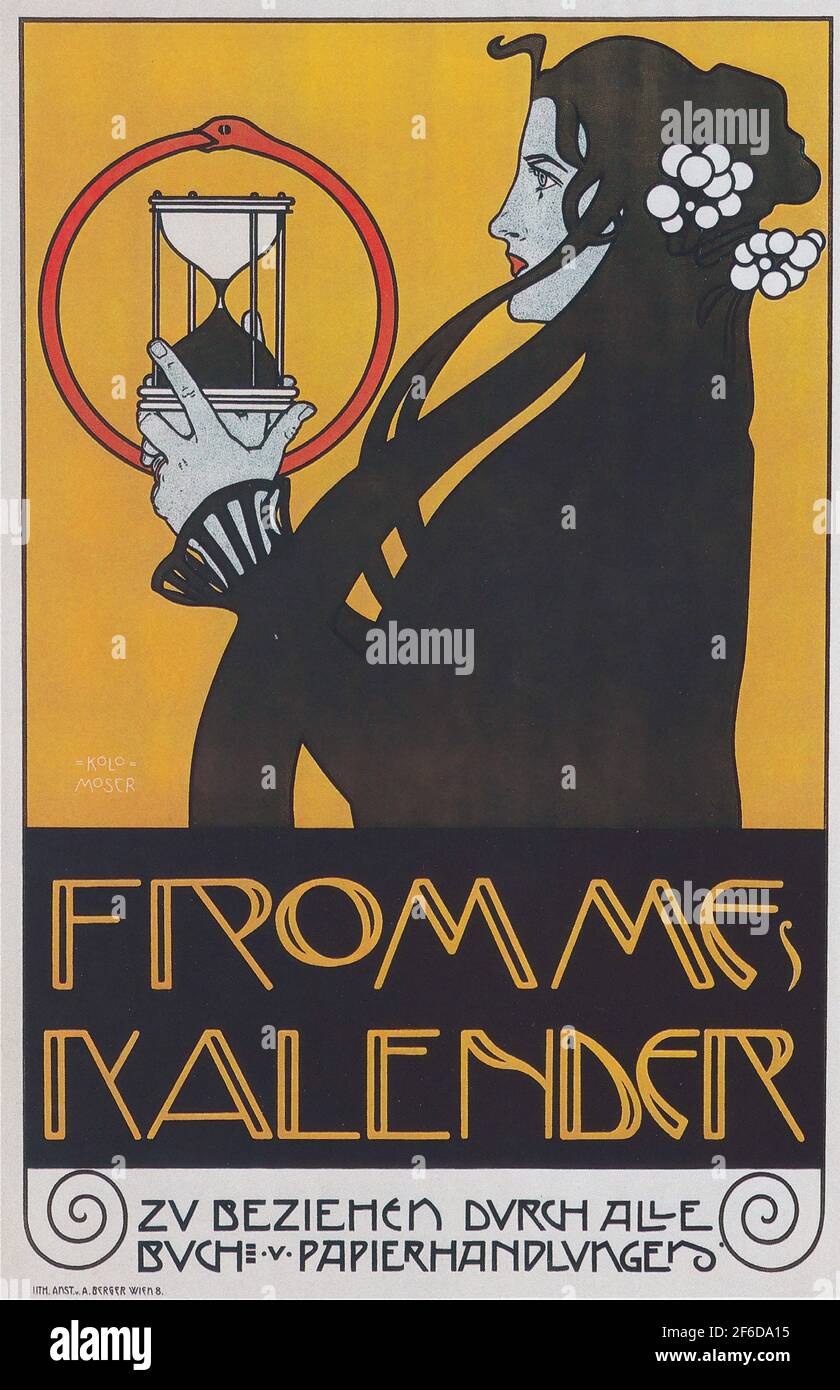 Koloman Moser - Poster Fromme S 1899 Calendrier Banque D'Images
