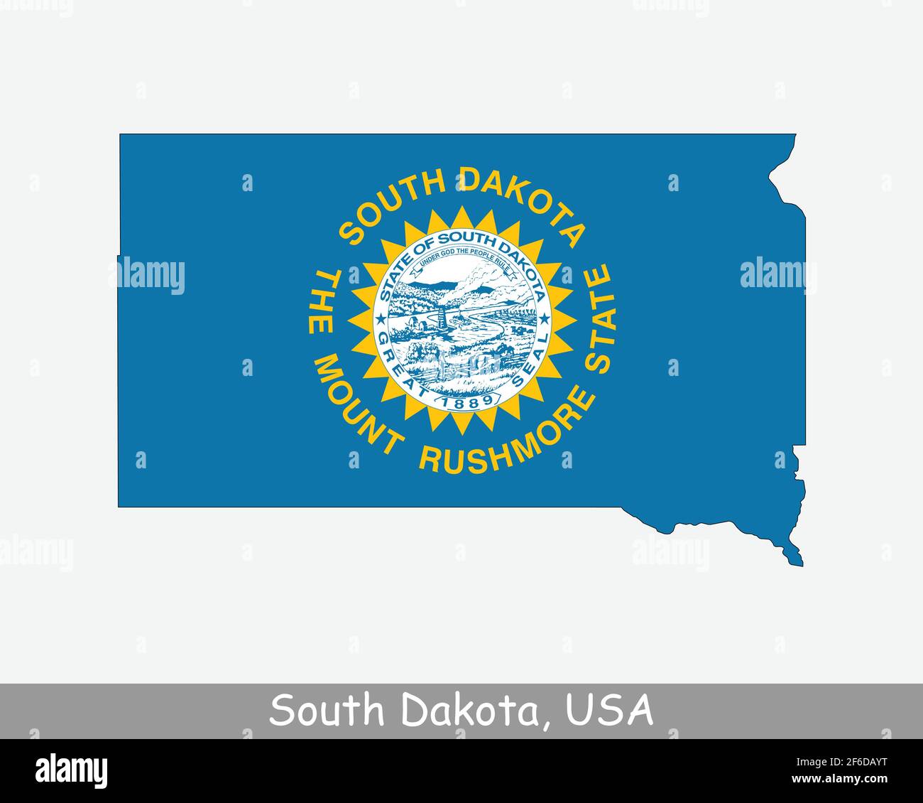 Drapeau de carte du Dakota du Sud. Carte de SD, États-Unis avec le drapeau d'état isolé sur fond blanc. États-Unis, Amérique, Amérique, États-Unis d'Amérique, Illustration de Vecteur