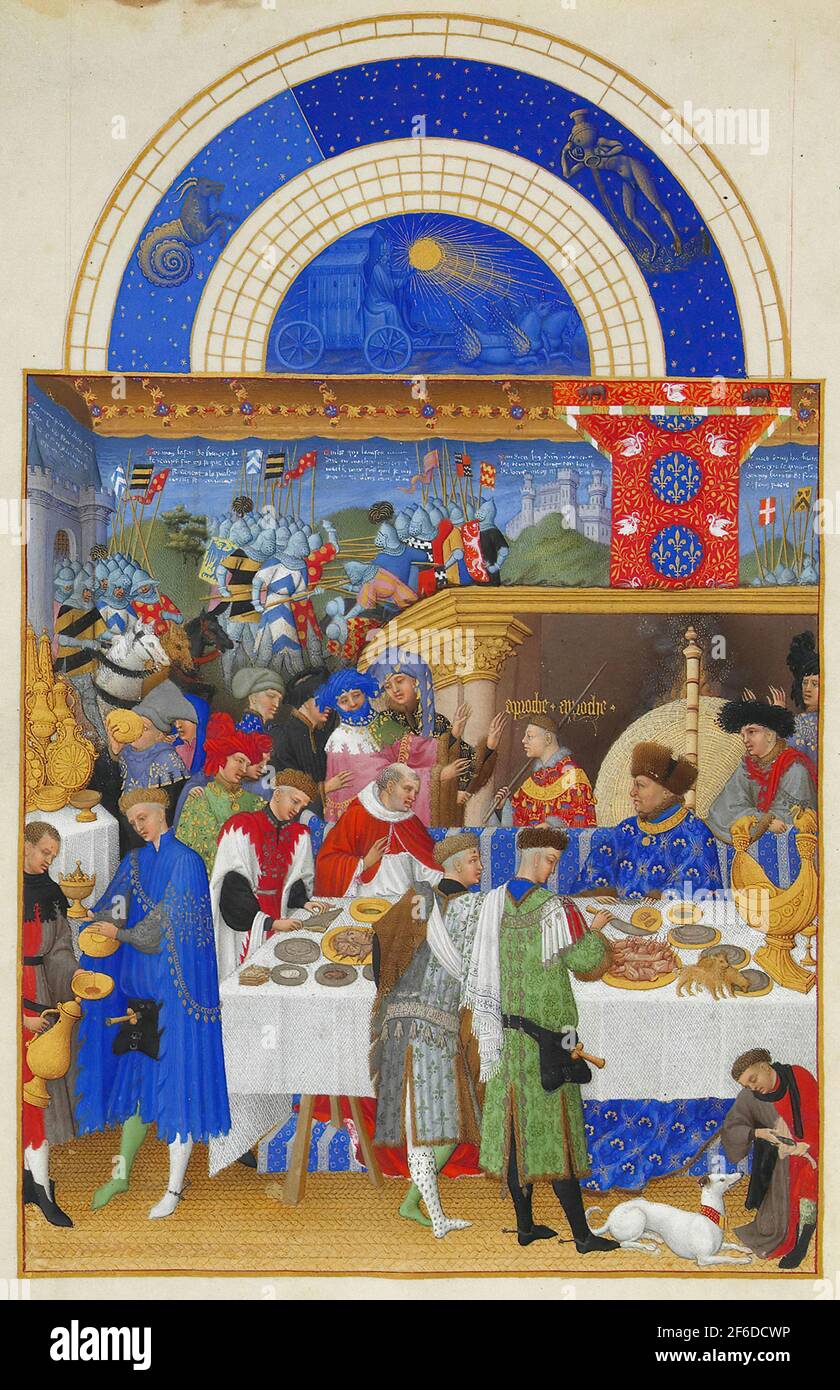 Limbourg Brothers - salle de banquet de janvier Banque D'Images