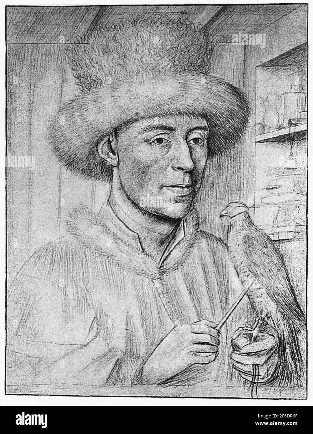 Petrus Christus - Portrait Homme avec Falcon C 1447 Banque D'Images