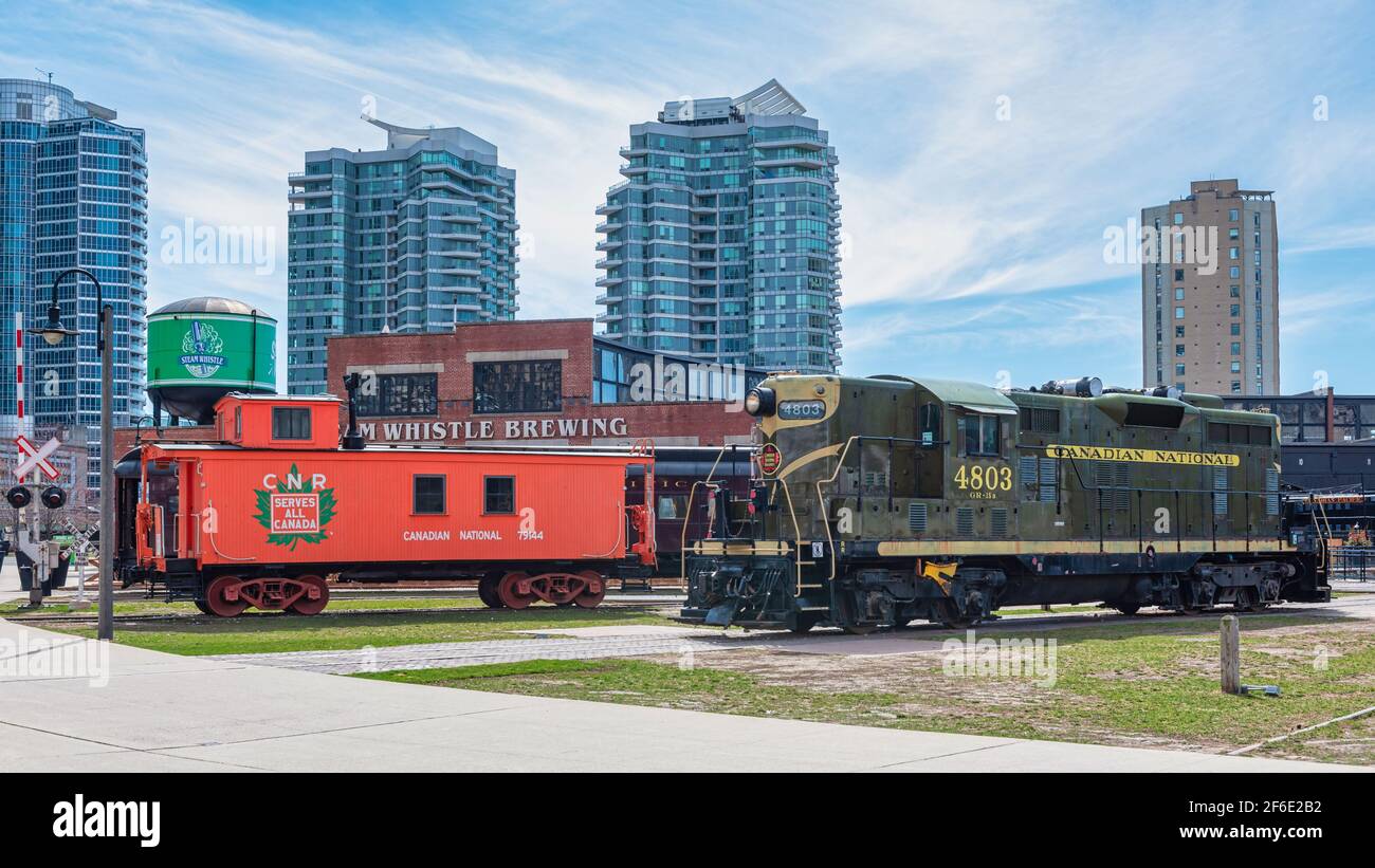 Vider le musée du chemin de fer de Toronto dans le parc Roundhouse dans le Quartier du centre-ville en raison de la pandémie Covid-19 Banque D'Images