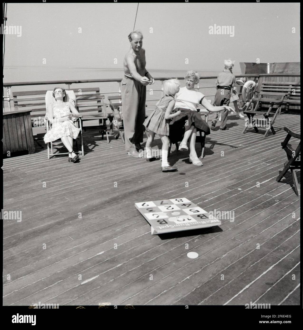 Train ferry S / S King Gustav V, terrasse. Banque D'Images