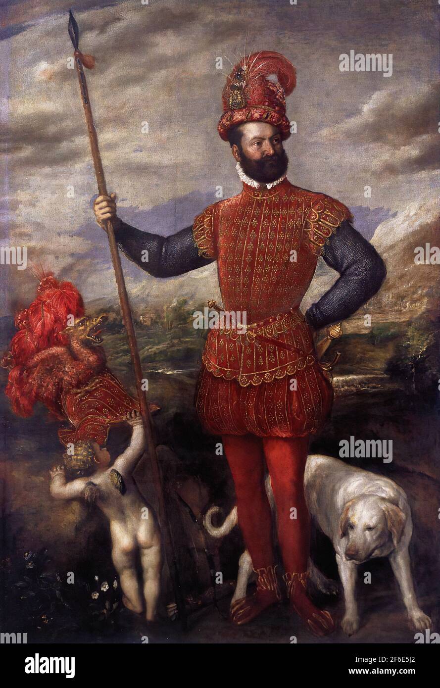 Tiziano Vecelli ou Vecellio a.k.a Titien - Homme Costume militaire 1552 Banque D'Images