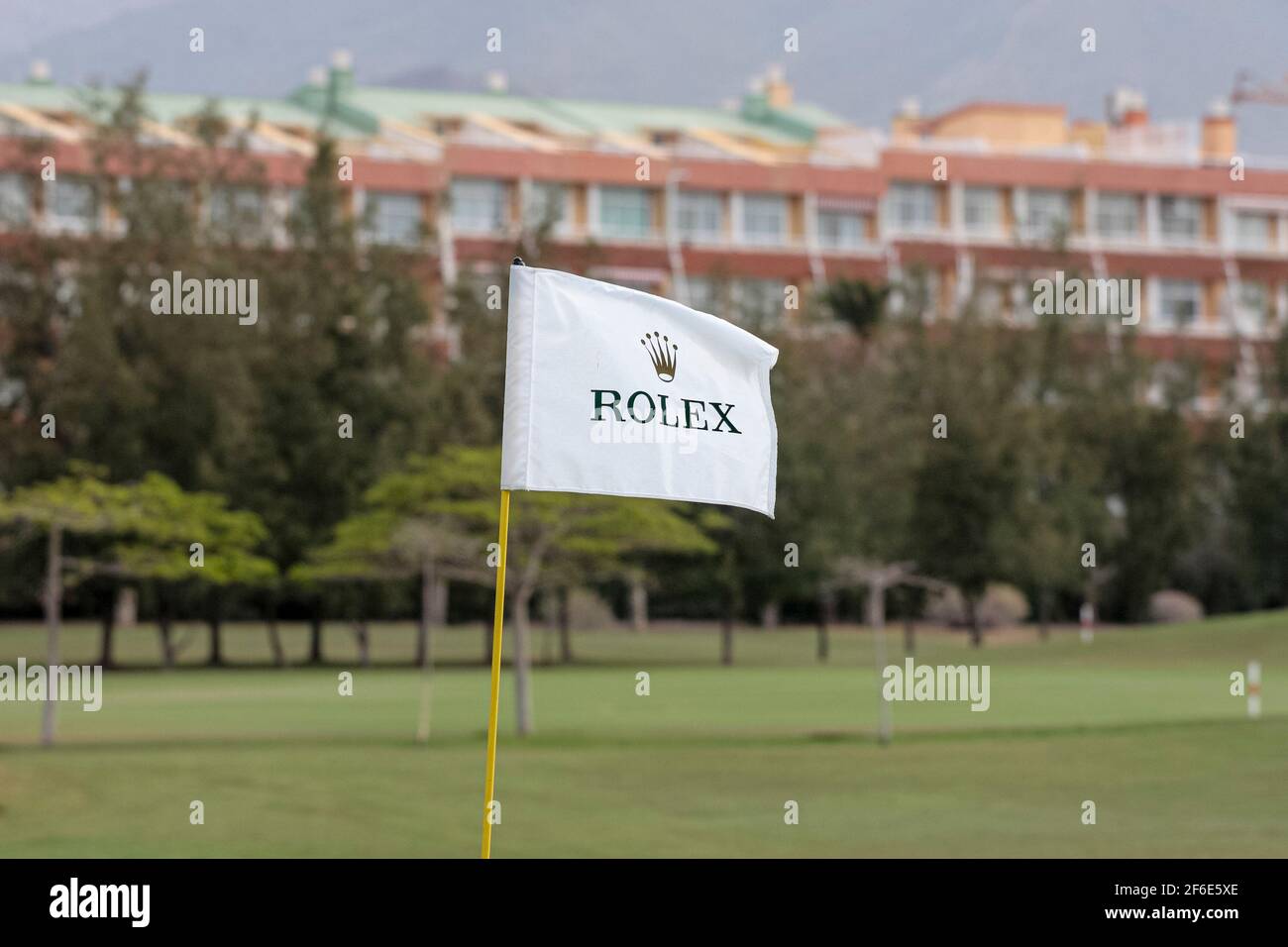 Golf PIN, drapeau, au golf Las Americas course dans un concours sponsorisé  par Rolex, Tenerife, Iles Canaries, Espagne Photo Stock - Alamy