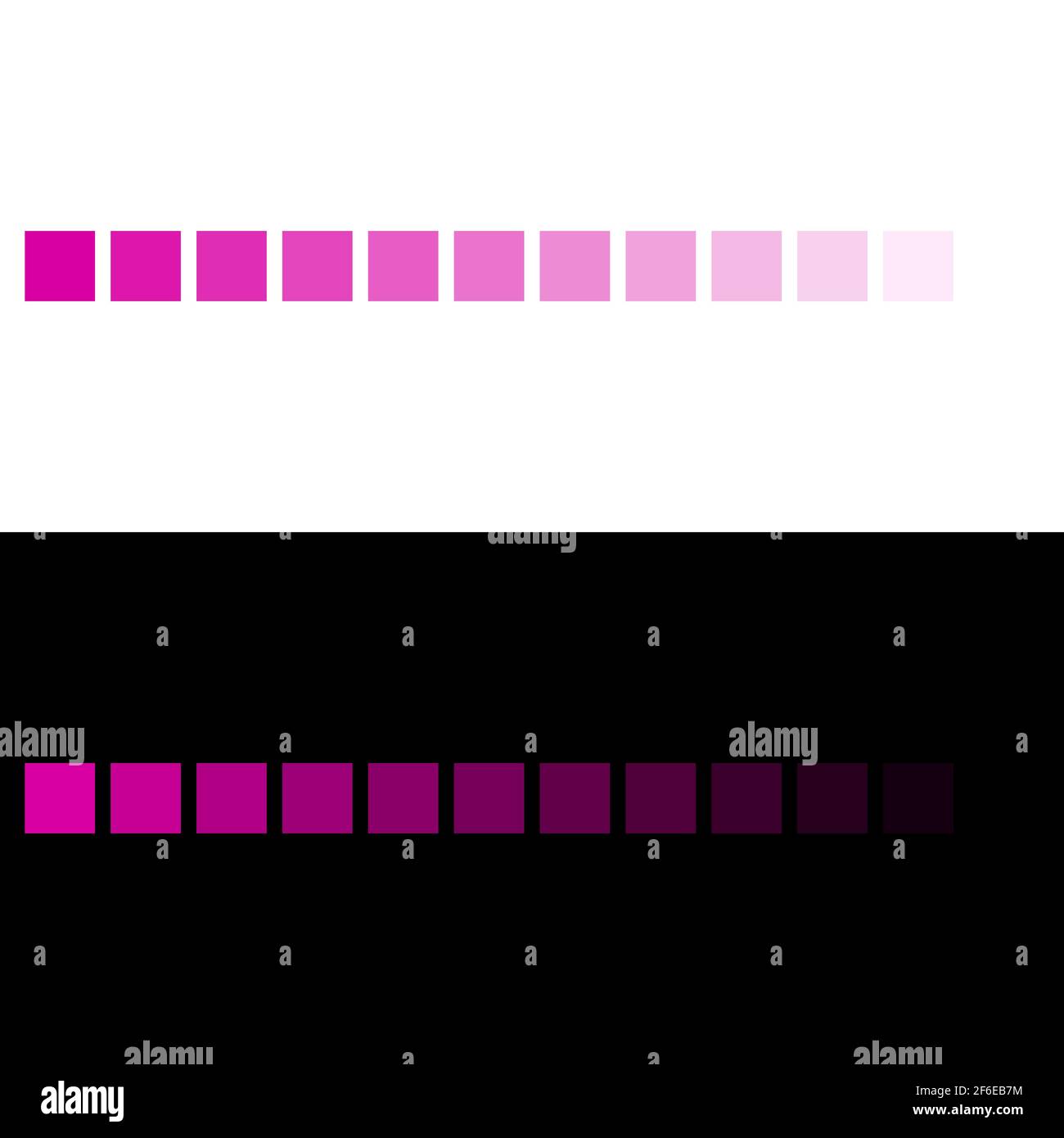 La palette de couleurs rose devient transparente. Séquence de spectre de couleur rose sur noir et blanc Illustration de Vecteur