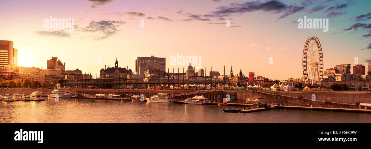 Le vieux port de Montréal au coucher du soleil, Québec, Canada Banque D'Images