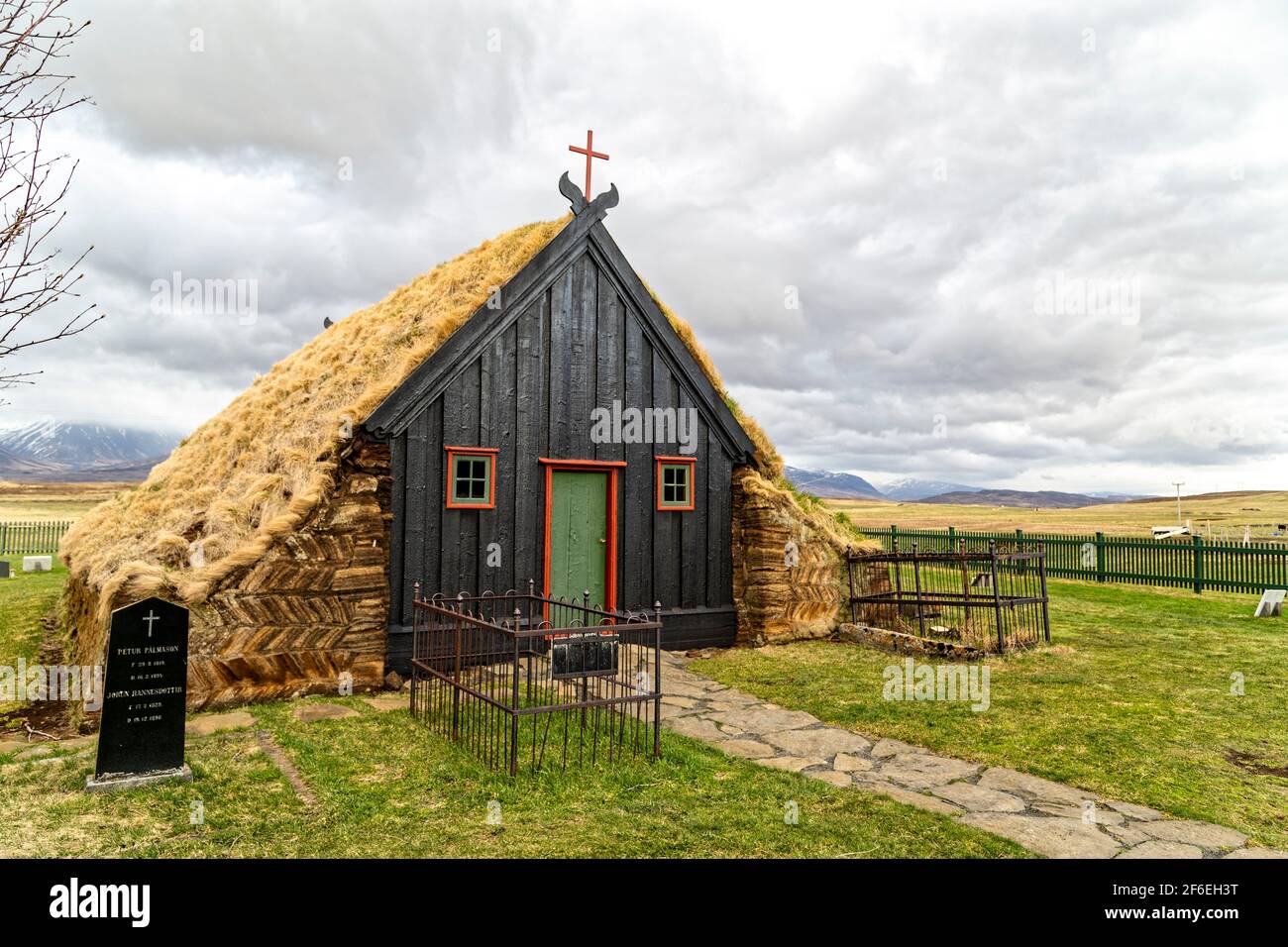 Varmahlíð, Islande. 23 mai 2015. Vidimýrarkirkja est une église tourbée datant de 1834. C'est une construction en bois Banque D'Images