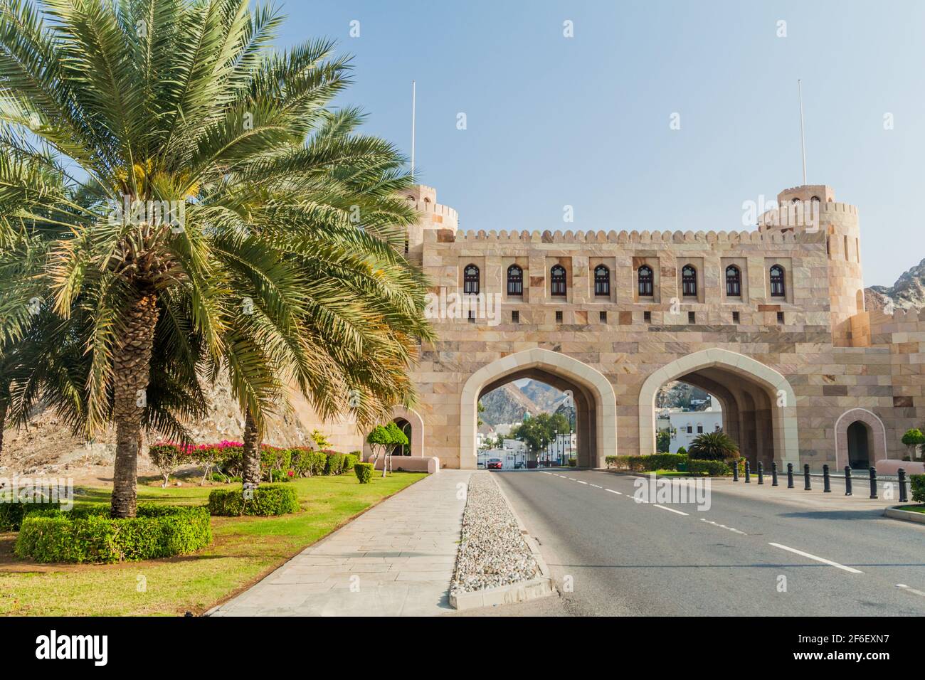 Muscat Gate, porte d'entrée de Old Muscat, Oman Banque D'Images