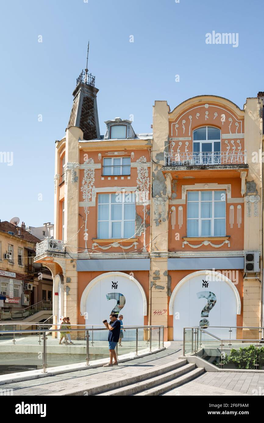 Bâtiment orné dans le centre de Plovdiv, Bulgarie Banque D'Images