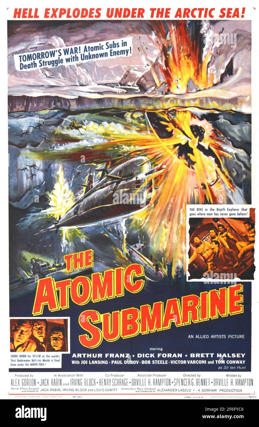 LE SOUS-MARIN ATOMIQUE 1959 Allied Artists/Warner Bros film. Affiche de Reynold Brown Banque D'Images