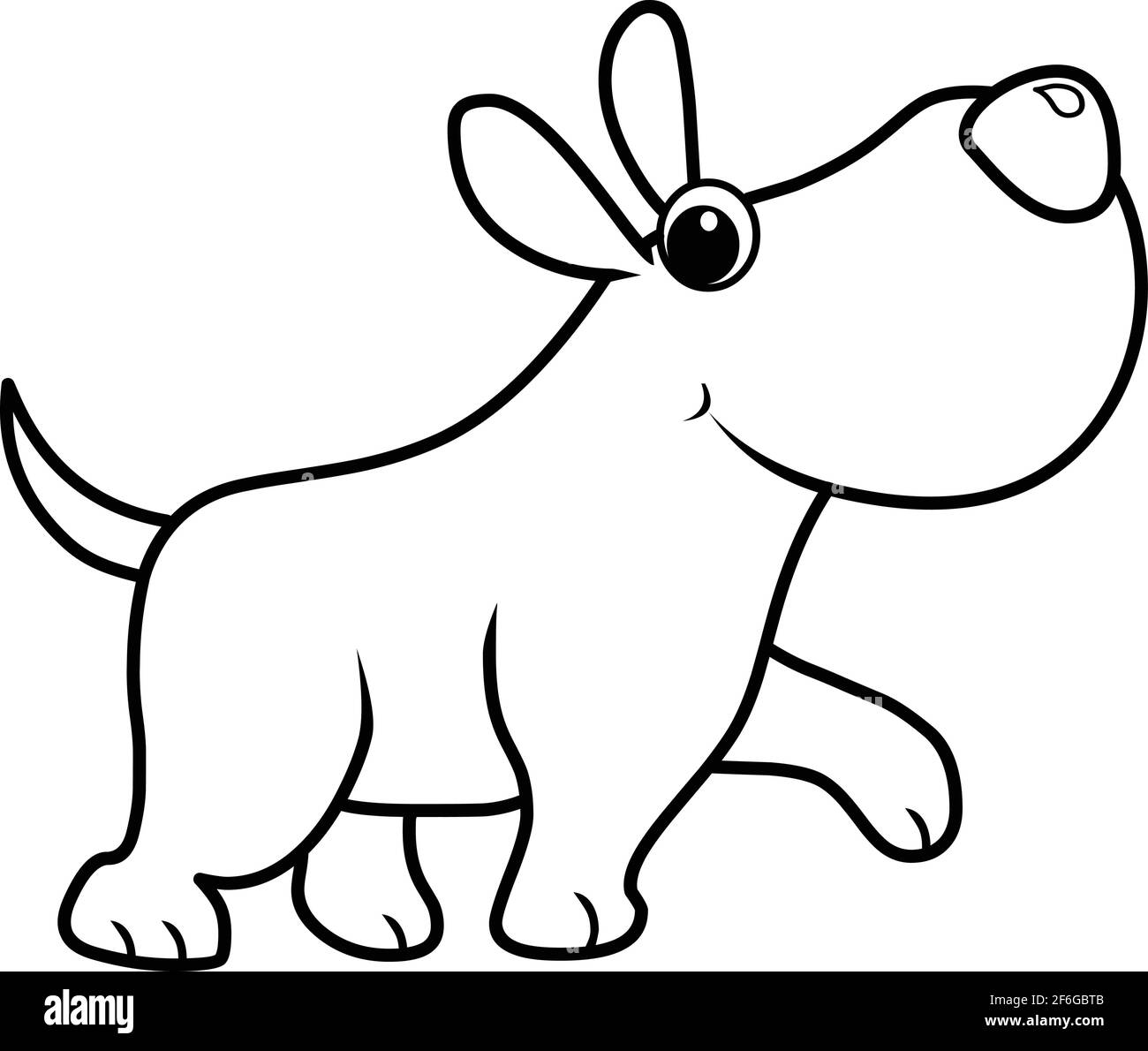 Illustration vectorielle de page de coloriage de marche de chien de dessin animé Illustration de Vecteur