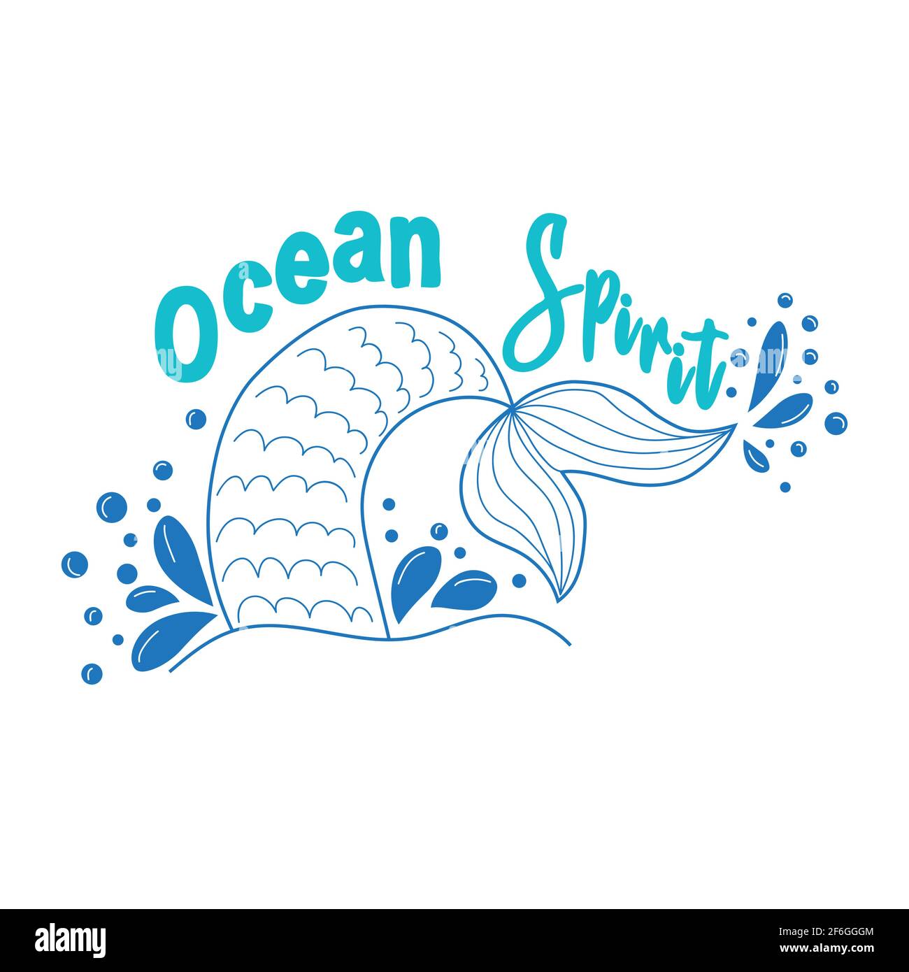 L Esprit De L Ocean Carte De Queue Mermaid Avec Eclaboussures D Eau Etoiles Citation Inspirante Sur L Ete L Amour Et La Mer Image Vectorielle Stock Alamy