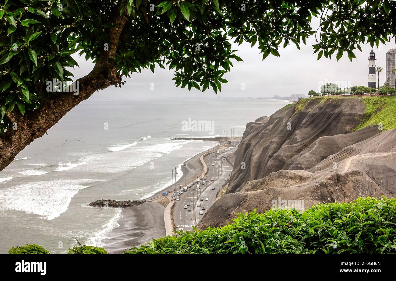 Route côtière Miraflores, Lima, Pérou Banque D'Images