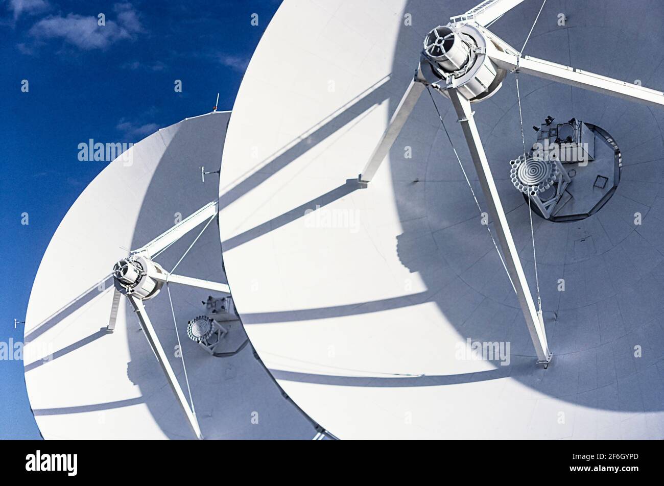 États-Unis, Nouveau-Mexique, Socorro, gros plan des télescopes radio de Karl G. Jansky très large Array Banque D'Images