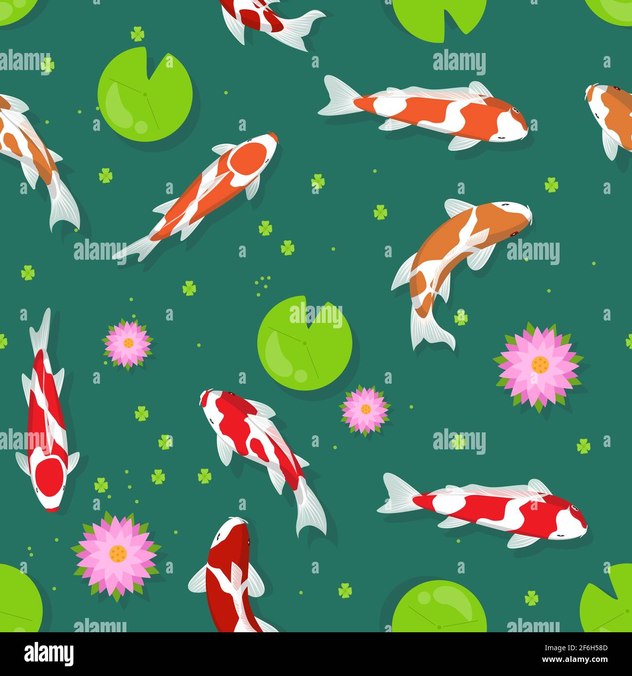 arrière-plan de motif vectoriel de poissons koï sans couture Illustration de Vecteur