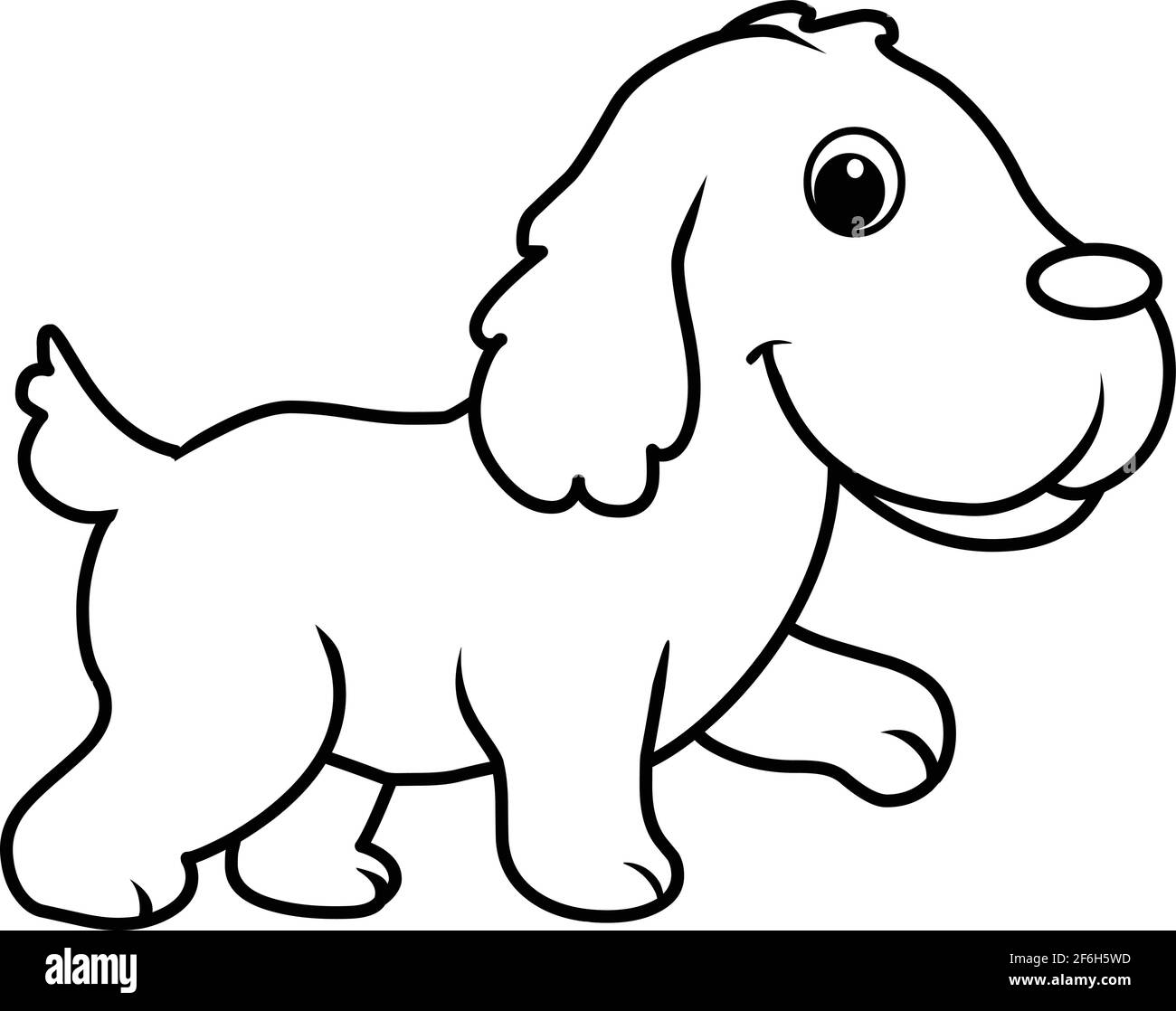 Dessin animé chien page de coloriage animal art vecteur sur fond blanc Illustration de Vecteur