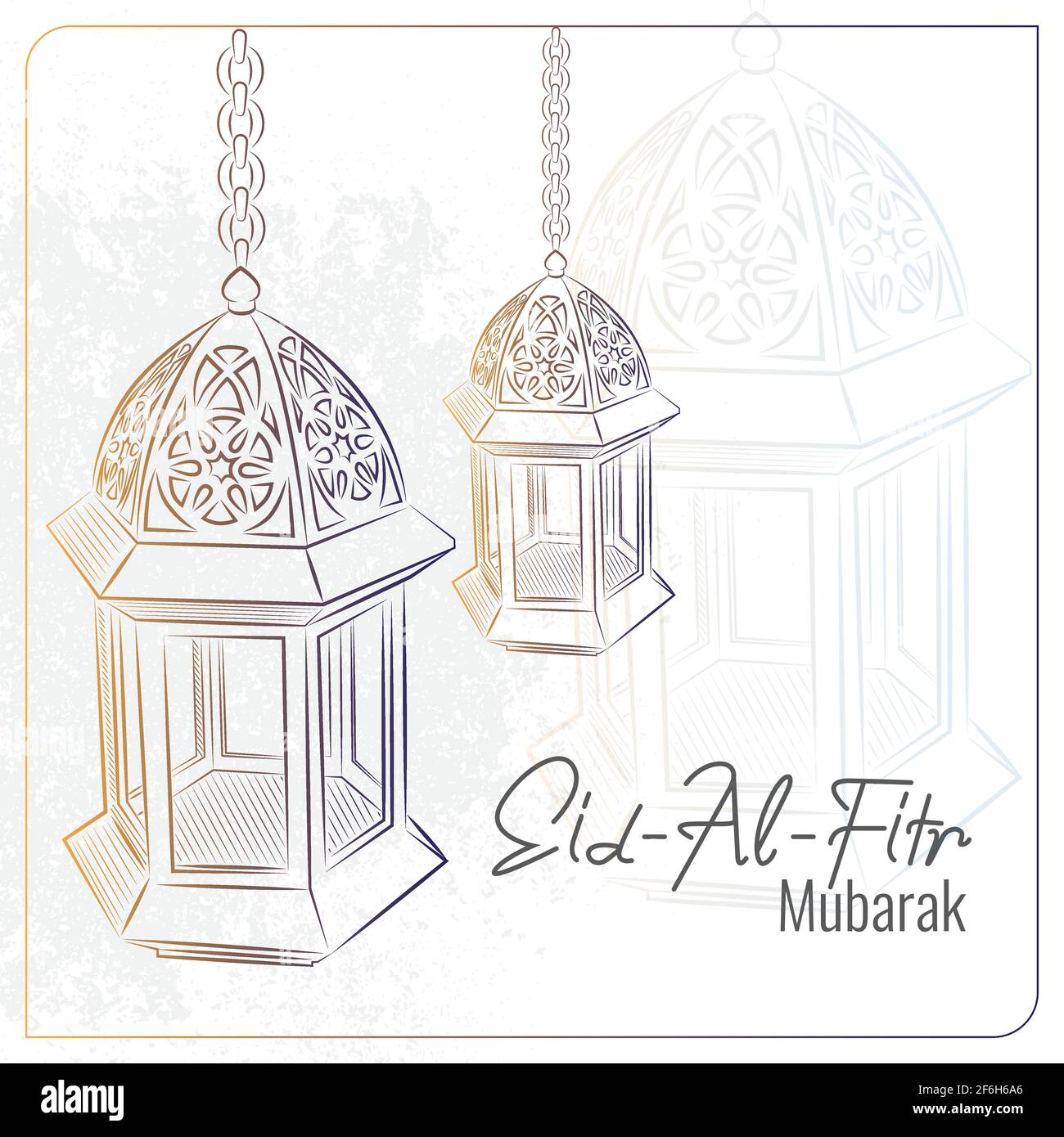 Carte de vœux EID al fitr avec lampe arabe dessinée à la main arrière-plan vectoriel Illustration de Vecteur