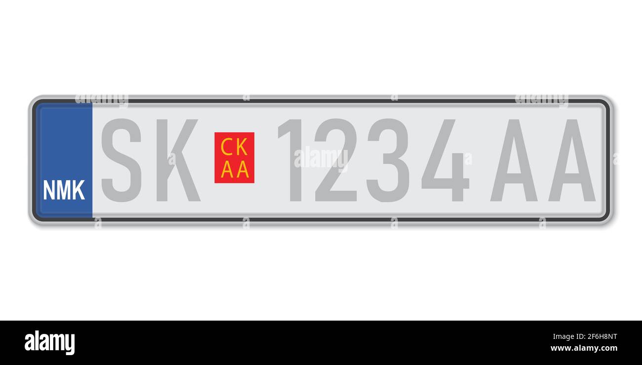 Plaque d'identification de la voiture. Permis d'immatriculation du véhicule  de la Macédoine du Nord. Tailles européennes standard Image Vectorielle  Stock - Alamy