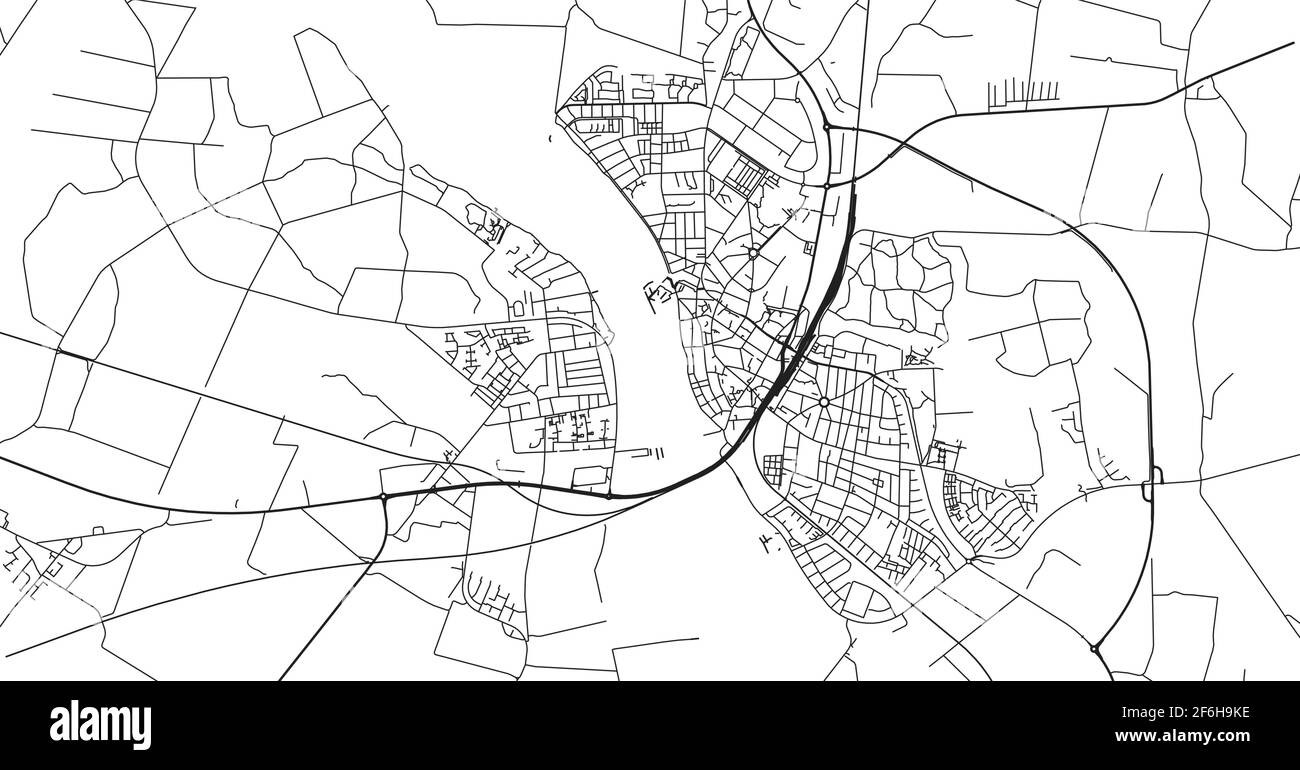 Carte de la ville vectorielle urbaine de Nykobing falster, Danemark Illustration de Vecteur