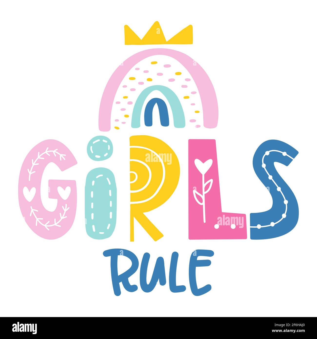 Fille règle - Baby douche texte, bébé fille Reine. Bon pour les dessus de gâteau, les cartes de douche de bébé, les T-shirts, les vêtements, les mugs, affiches, textiles, cadeaux, ensembles pour bébés Illustration de Vecteur