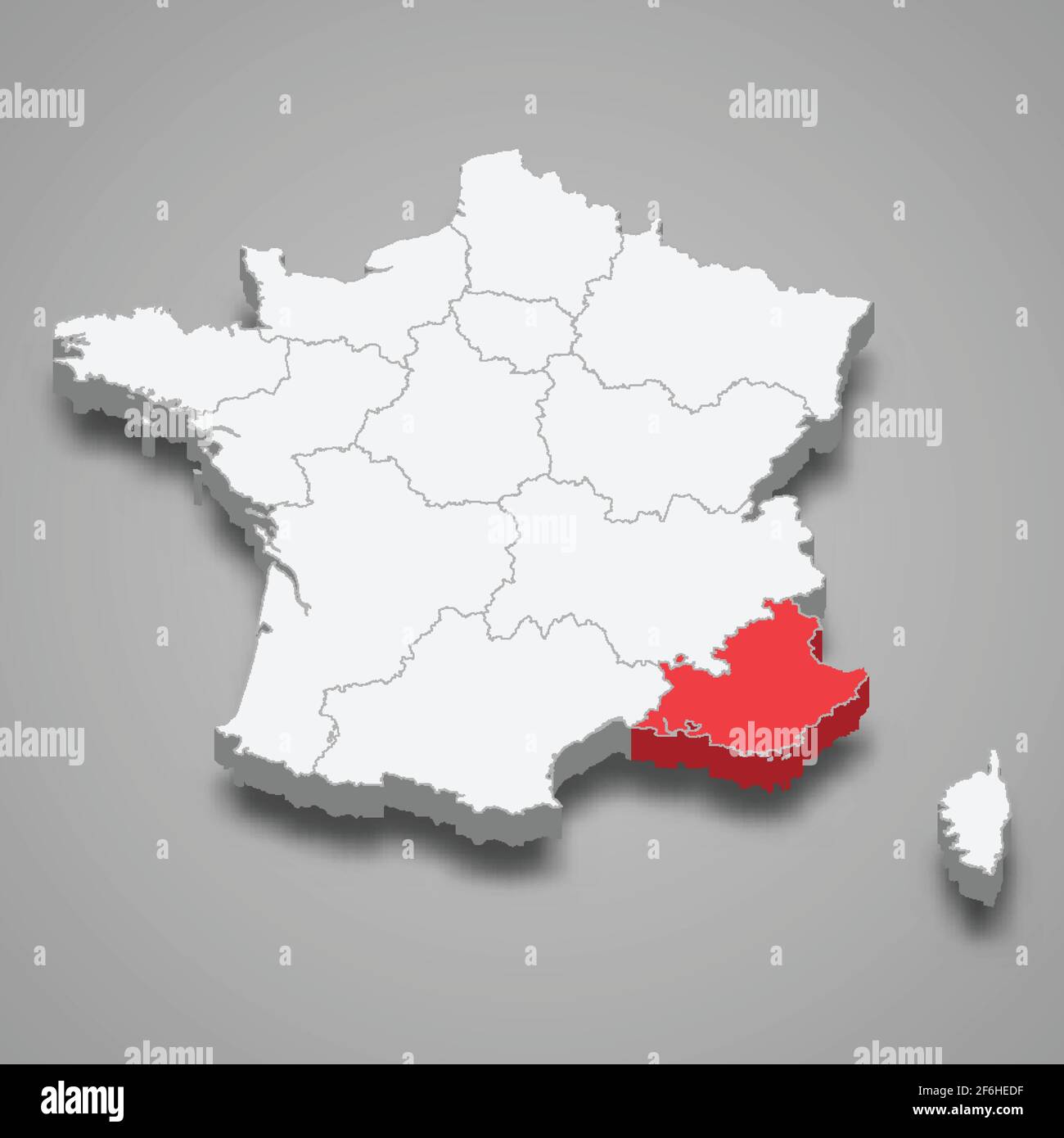 Région Provence-Alpes-Côte d'Azur situation en France carte isométrique 3d Illustration de Vecteur