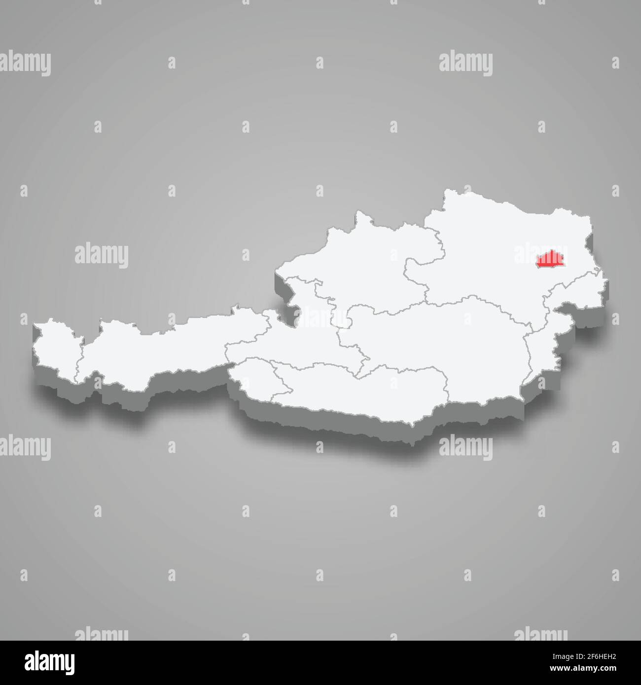 Région de Vienne emplacement dans l'Autriche carte isométrique en 3d Illustration de Vecteur