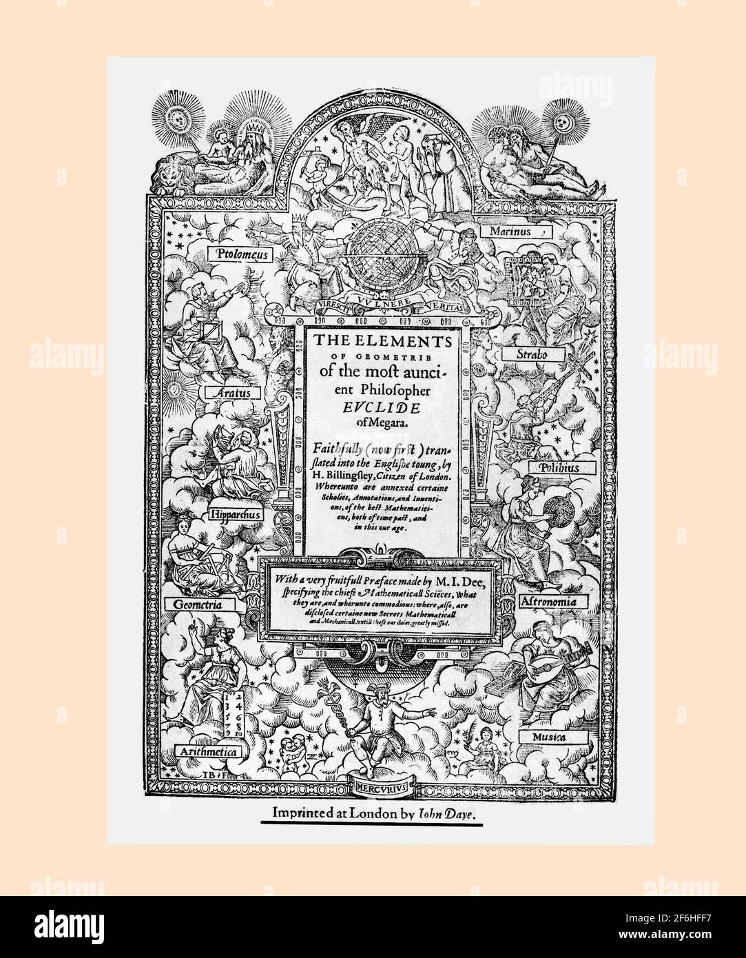 Page de titre Euclid d'Alexandrie Banque D'Images
