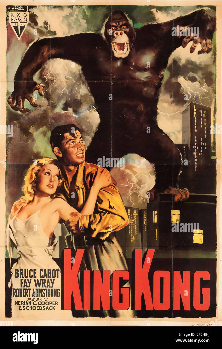 King Kong, affiche de film 1933. Avec Fay Wray, Bruce Cabot, Robert Armstrong et Frank Reicher. Aventure / fantaisie / action / romance. Banque D'Images