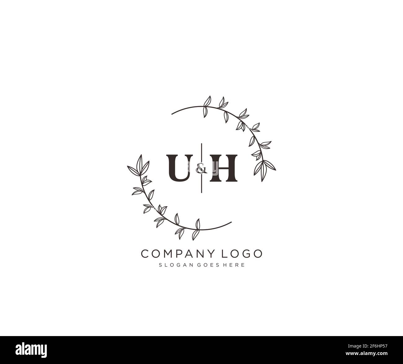 LETTRES UH belle florale féminine modifiable logo monoline préfabriqué convient pour spa salon de beauté de cheveux de peau boutique et de cosmétique compagnie. Illustration de Vecteur