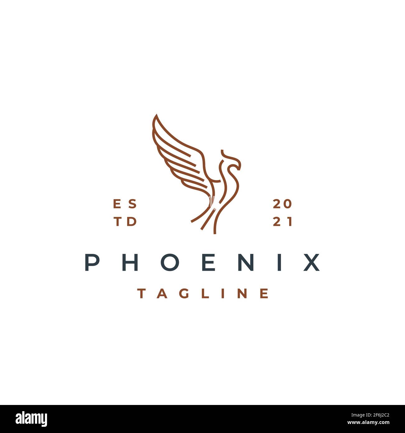 Modèle vectoriel Line Art Phoenix logo Design Illustration de Vecteur