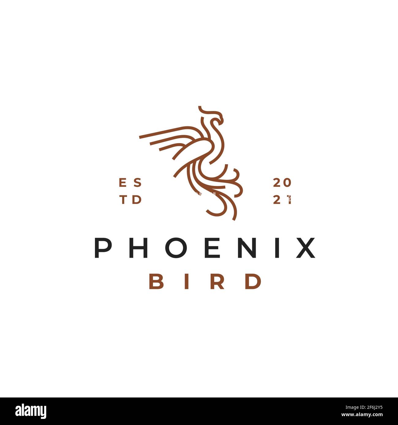 Modèle vectoriel Line Art Phoenix logo Design Illustration de Vecteur