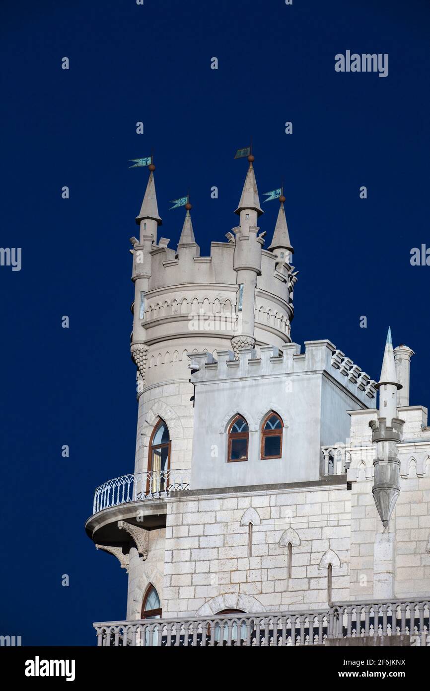 Ukraine, Crimée, Yalta, le château du Nest de la Swallow perché sur le Clff d'Aurora Banque D'Images