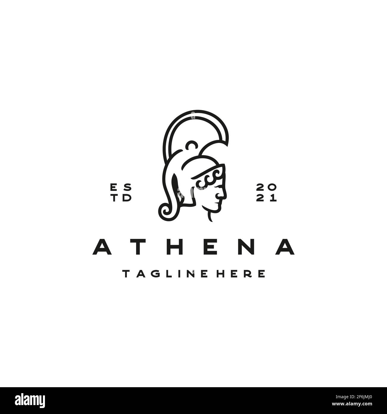 Deesse greek Athena Line art logo modèle de conception. Élégant, luxueux, vecteur haut de gamme Illustration de Vecteur