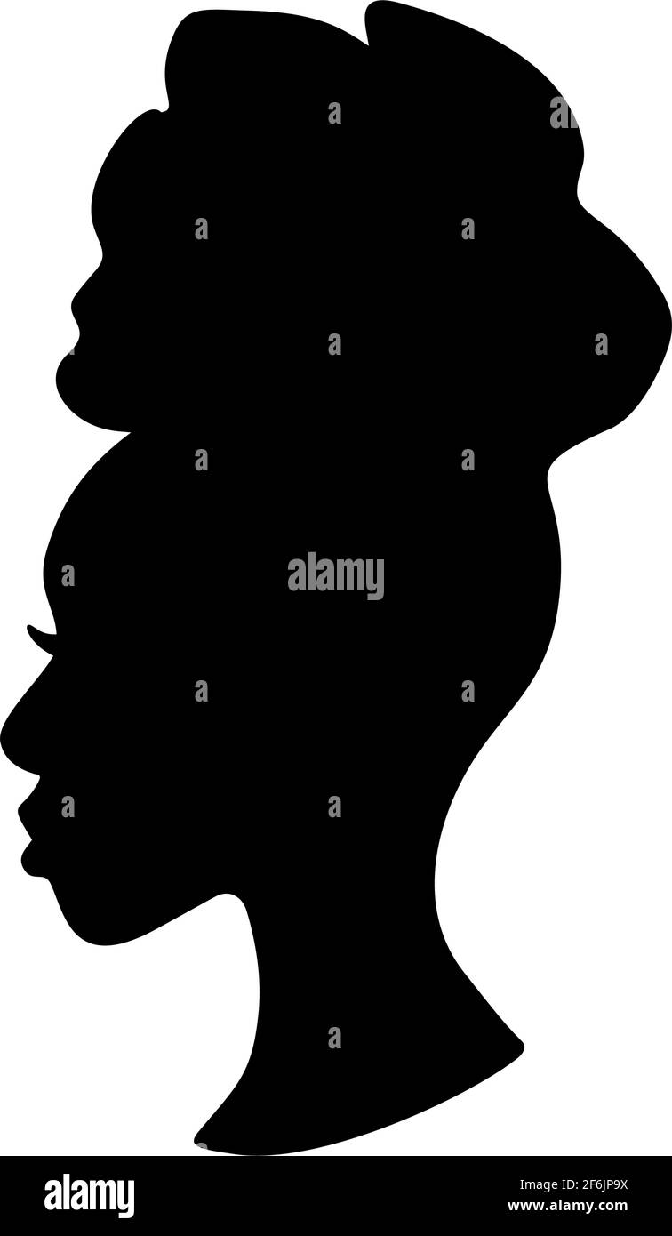 Silhoettes de femmes afro-américaines dans un serre-tête. Magnifique profil de filles noires. Illustration de mode vectorielle isolée sur blanc. Illustration de Vecteur