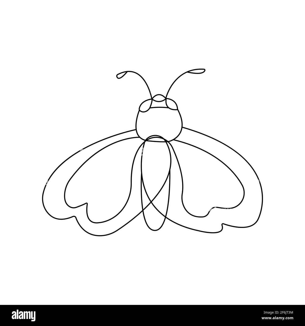 Papillon dessiné avec une ligne. Bel insecte. Illustration vectorielle noir et blanc en forme de doodle Illustration de Vecteur