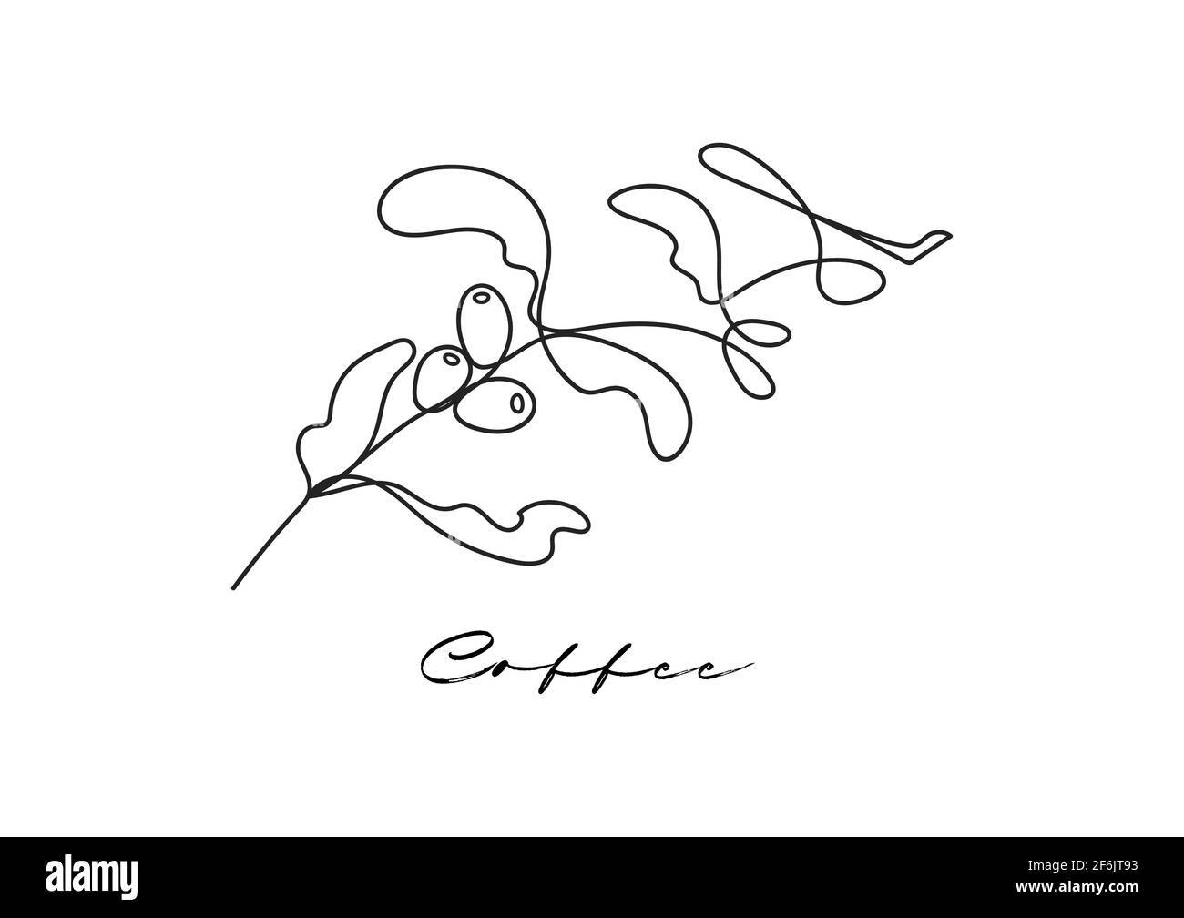 Une seule ligne de plante de café sur fond blanc. Dessinez le dessin minimal. Illustration de Vecteur