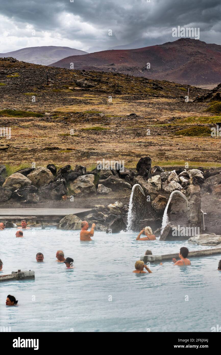 Bains naturels de Myvatn. L'Islande Banque D'Images