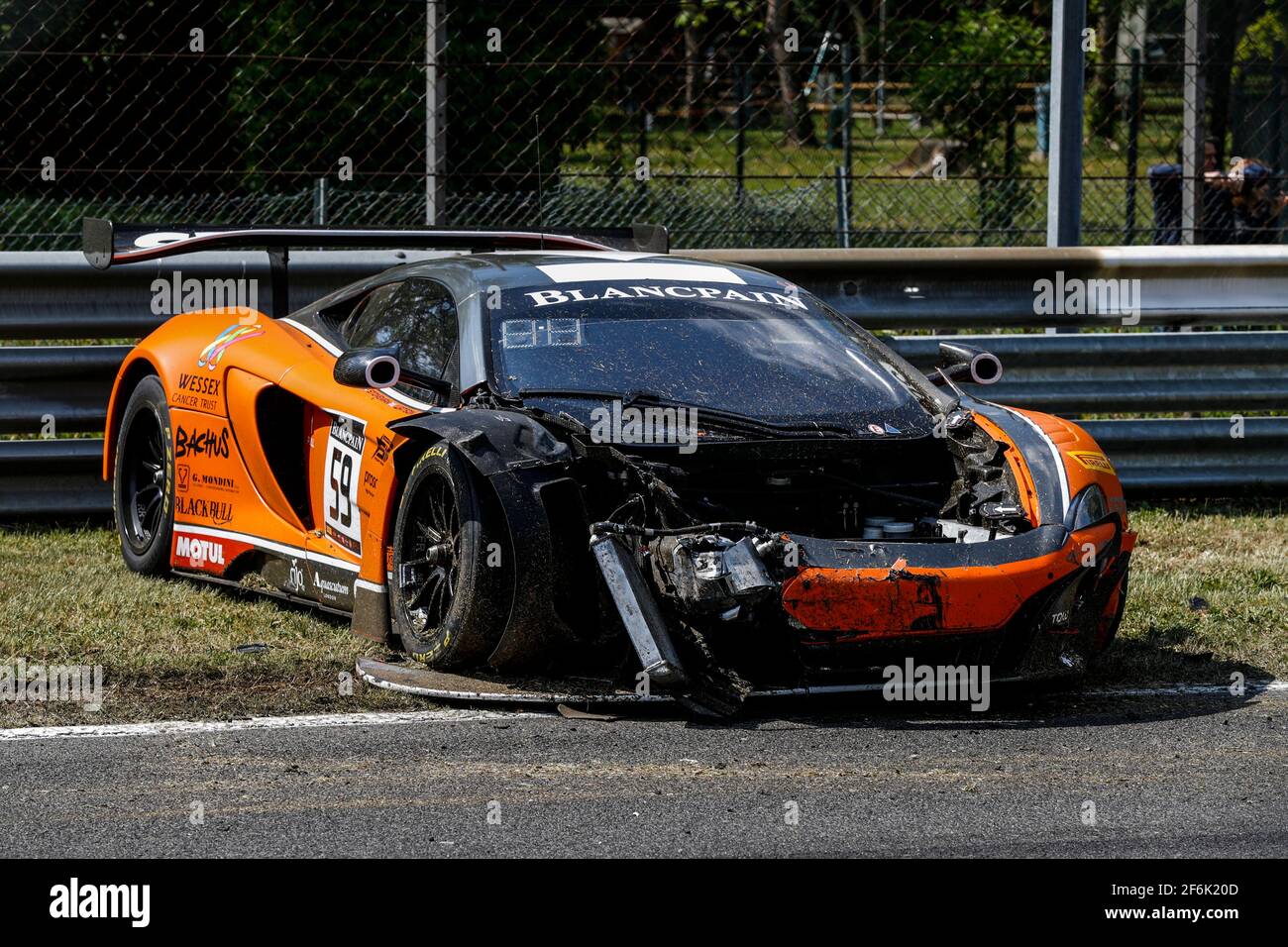59 WATSON Andrew (gbr), JAAFAR Jazeman (tha), STONEMAN Dean, McLaren 650 S équipe course de Strakka, accident d'accident pendant la série Blancpain GT 2017, à Monza, Italie, d'avril 21 à 23 - photo Florent Gooden / DPPI Banque D'Images
