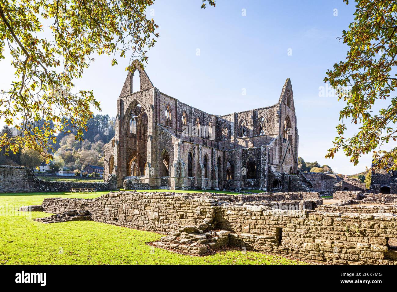 Abbaye de Tintern, abbaye cistercienne du XIIe siècle sur les rives de la rivière Wye à Tintern, Monbucshire, pays de Galles, Royaume-Uni Banque D'Images