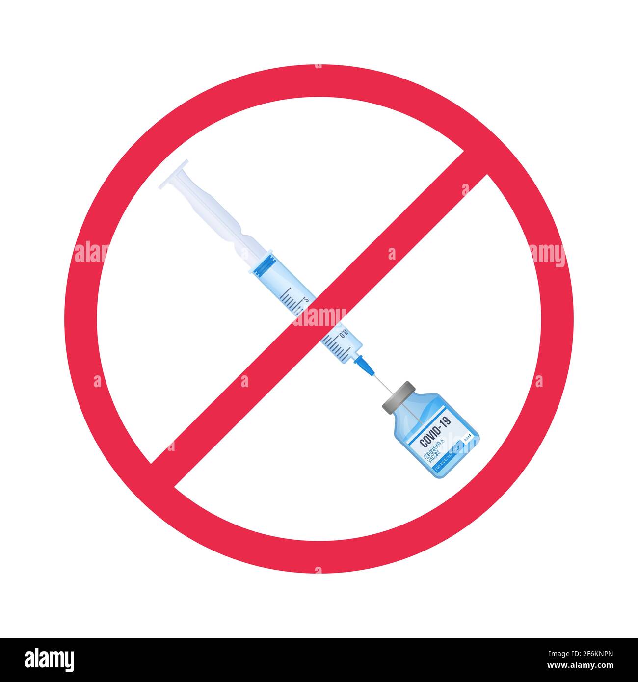 Symbole anti-mouvement vax. Symbole d'interdiction de la seringue. Peur et protestation de la vaccination contre les covidés, la vaccination refuse le concept. Illustration du vecteur de stock Illustration de Vecteur