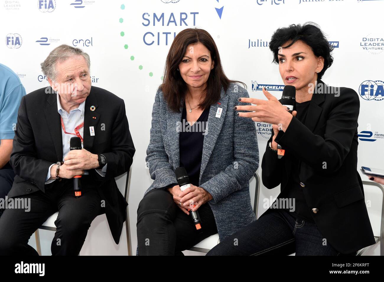 Rachida Dati En Couple Avec Jean Todt TODT Jean (fra) Président de la FIA Portrait d'ambiance avec Anne Hidalgo  et Rachida Dati, Portrait lors du championnat de Formule E 2017, à Paris,  France à partir de mai 20 -