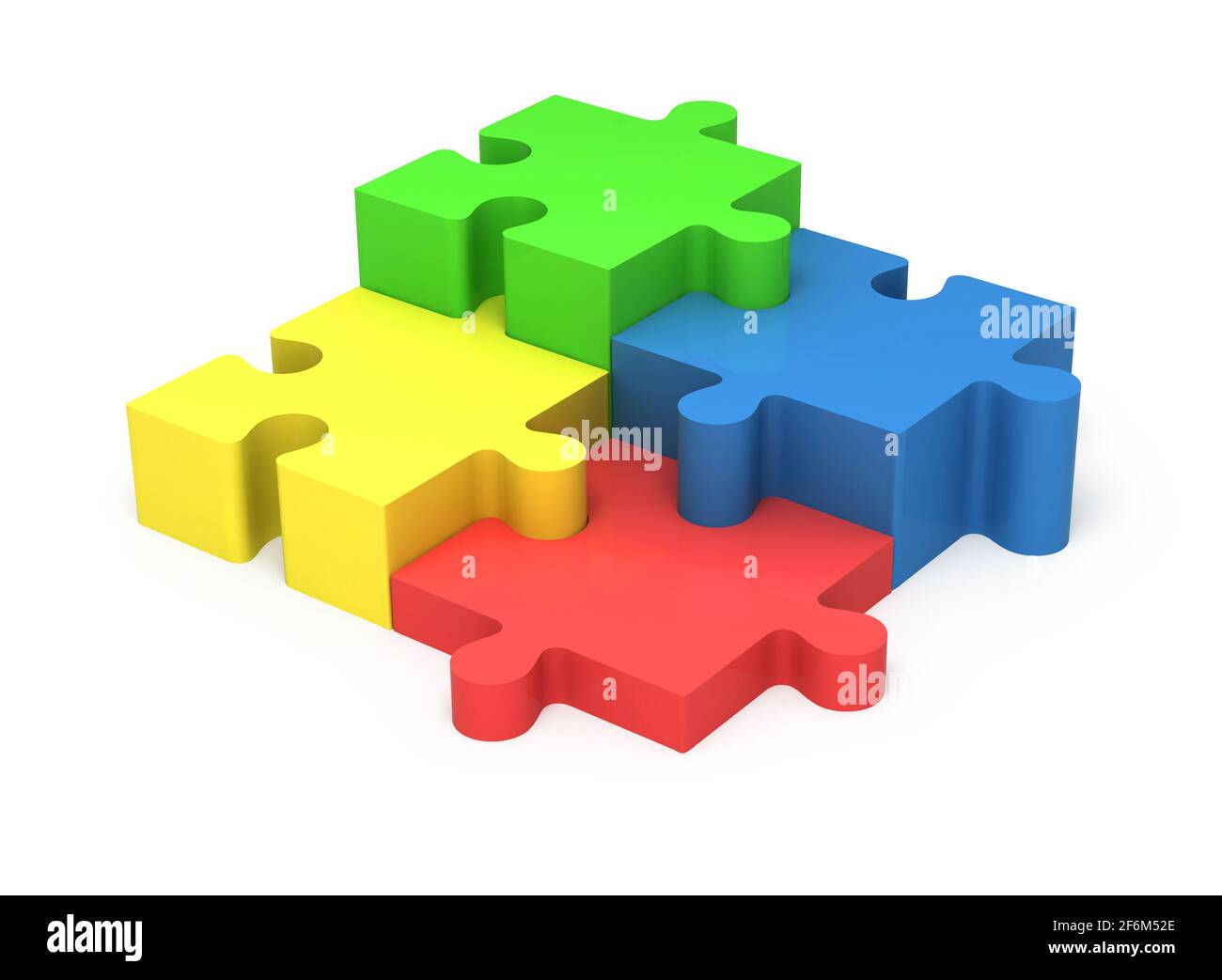 Pièces de puzzle 3D colorées isolées sur fond blanc. Concept travail  d'équipe, partenariat, coopération, hiérarchie Photo Stock - Alamy
