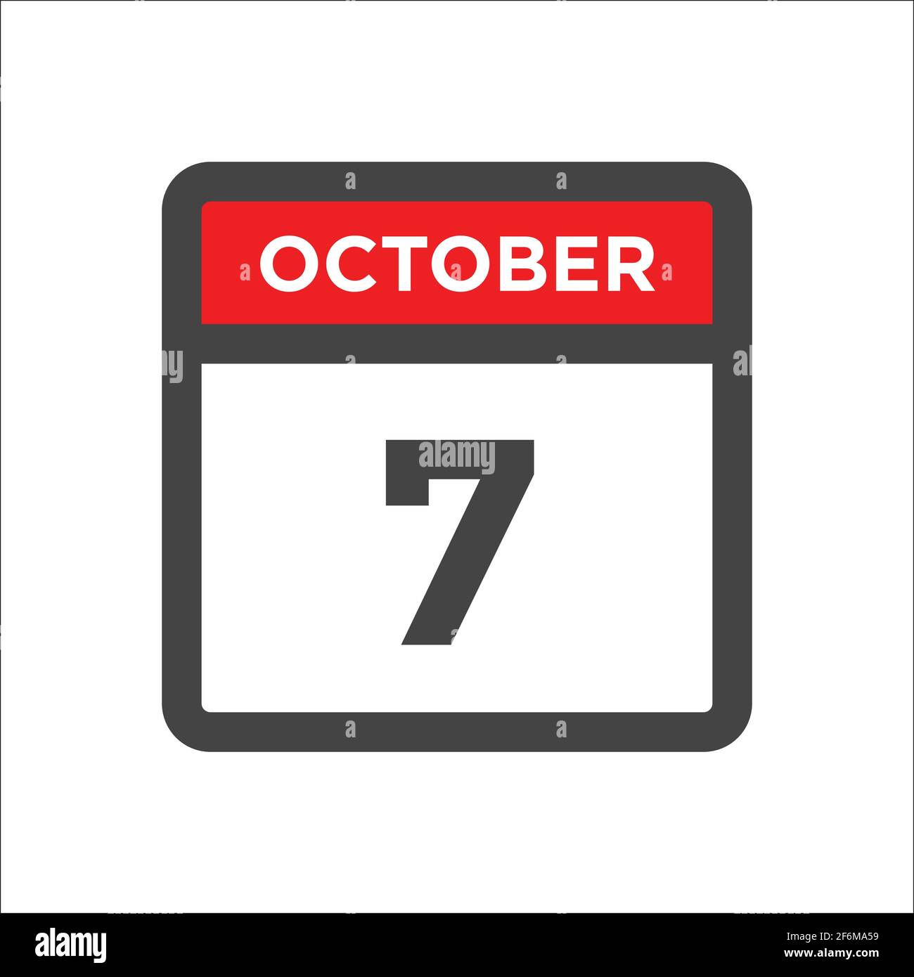 Icône du calendrier d'octobre 7 - jour du mois Illustration de Vecteur