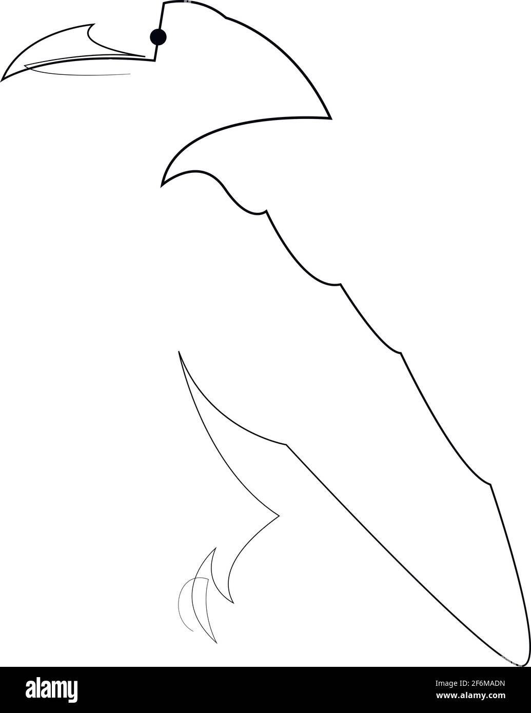 Ligne continue corbeau. Illustration du vecteur de corbeau de style minimal à une seule ligne. Dessin d'oiseau abstrait Illustration de Vecteur