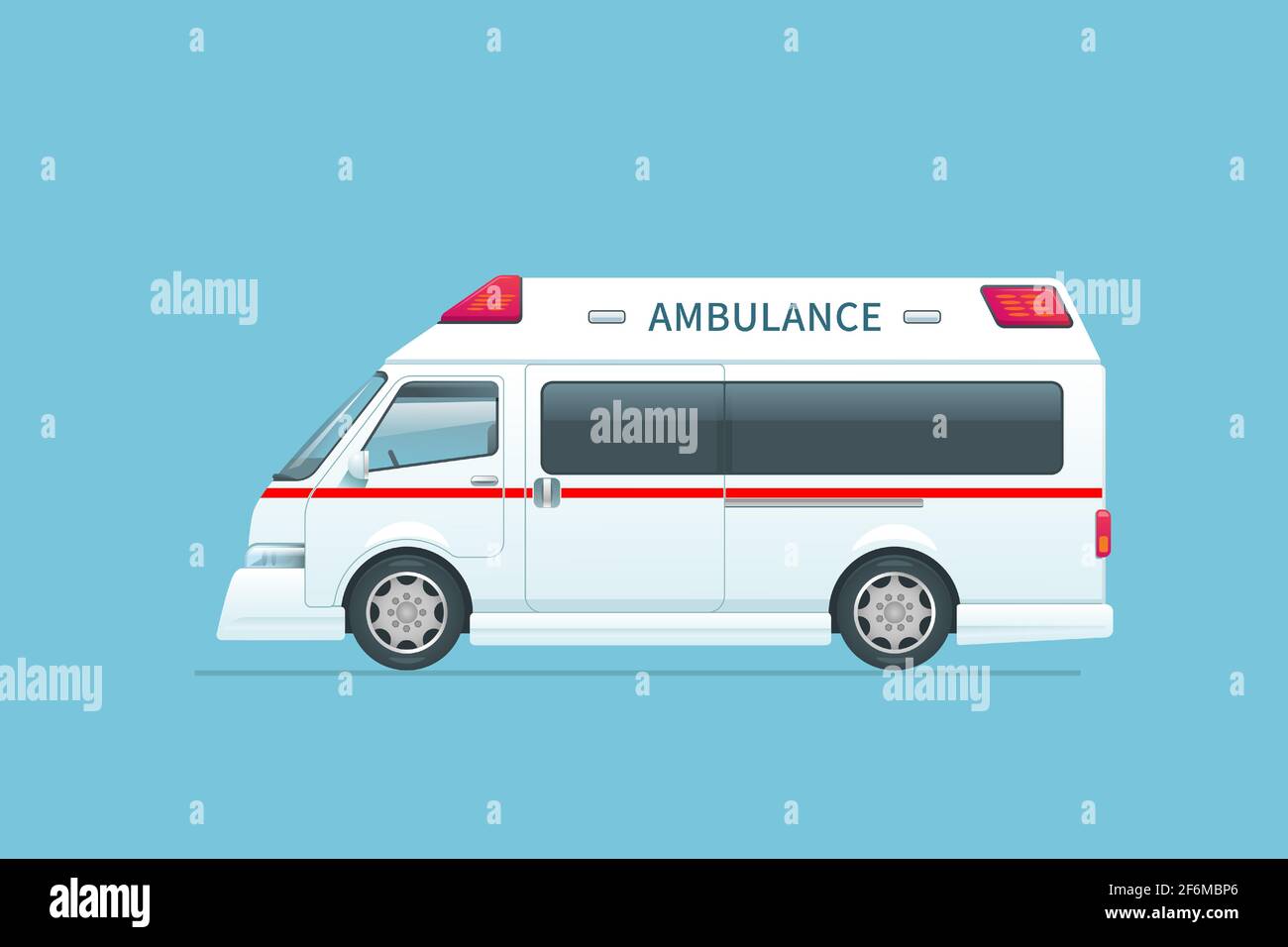 L'ambulance blanche de style japonais est debout sur le côté avec une bande rouge et un mot de l'ambulance est sur un côté de la voiture. Illustration de Vecteur L'ambulance blanche de style japonais est debout sur le côté avec une bande rouge et un mot de l'ambulance est sur un côté de la voiture. Illustration de Vecteur